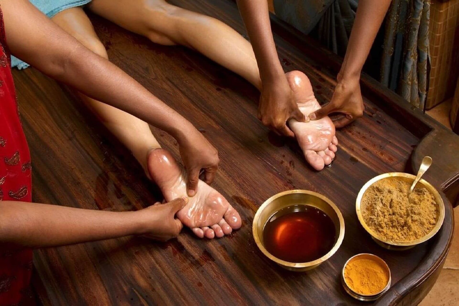Ayurvedic massage used natural herbal oils to give a relaxation and healing experience.